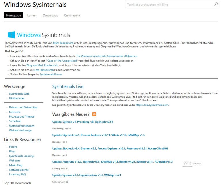 download sysinternals suite from microsoft technet