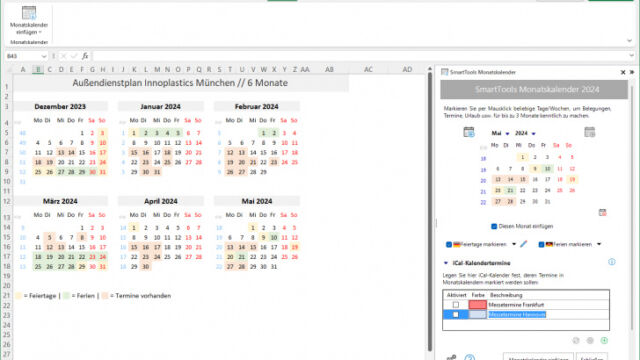 SmartTools Monatskalender für Excel